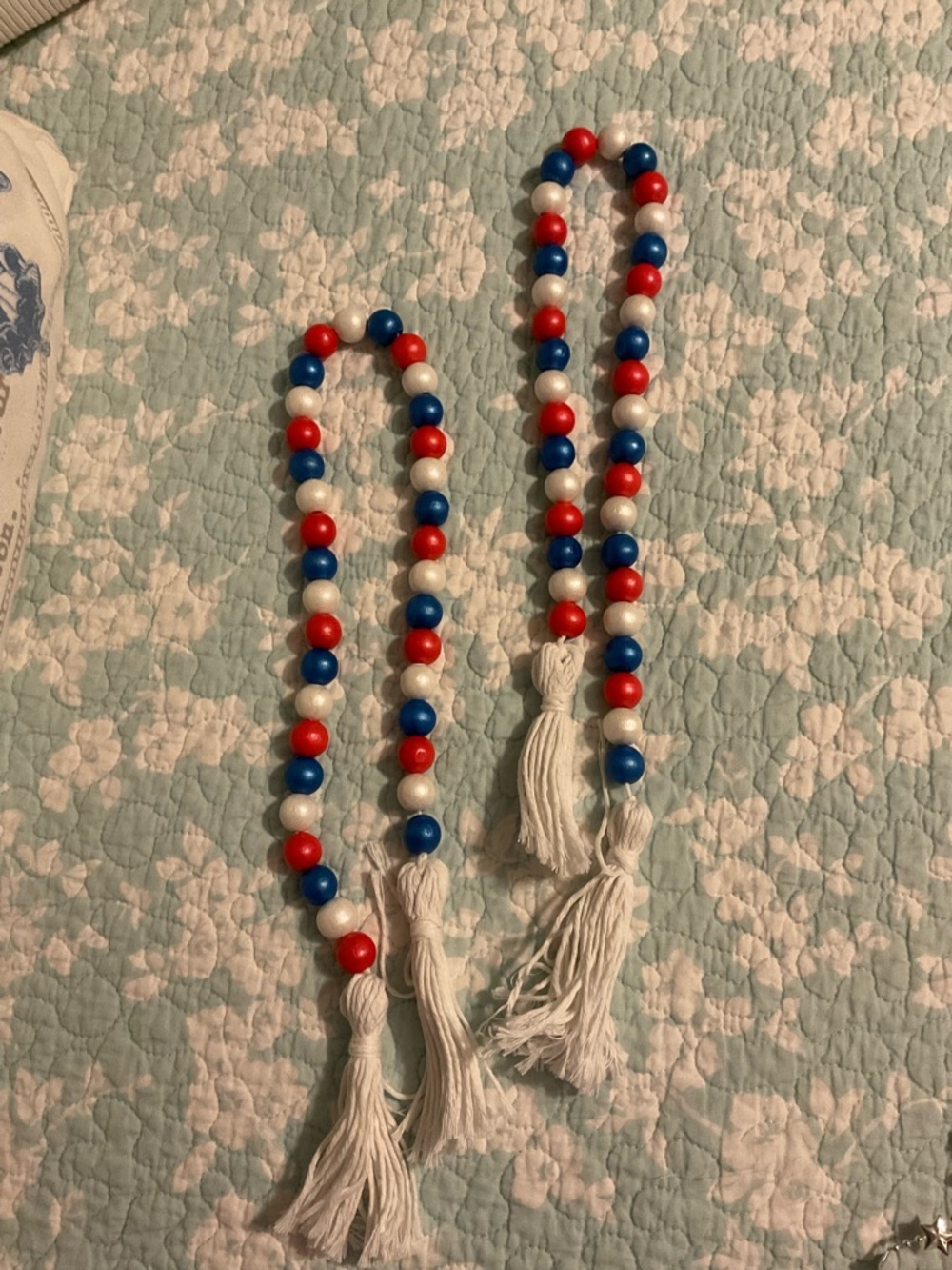 Two Red White & Blue Decorative Beads